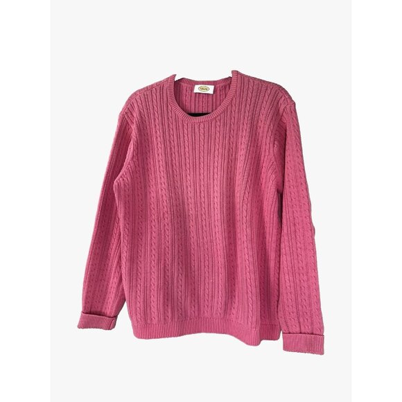Talbots Womens XL Pink Cable knit Sweater Fisherman Preppy Coastal Country Cozy - Picture 1 of 8